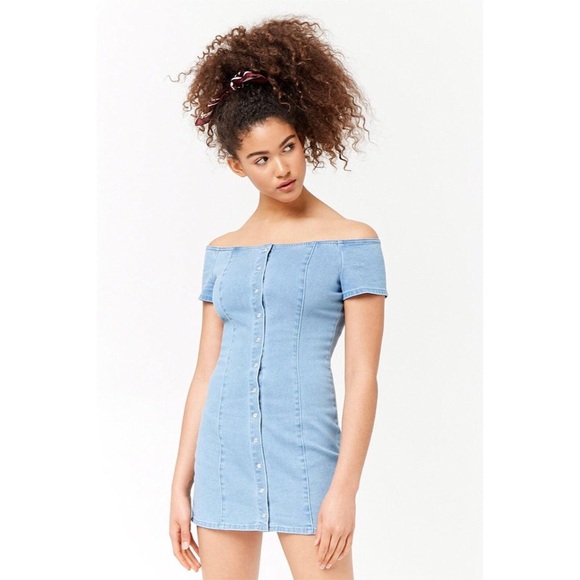 Forever 21 denim dress off the shoulder Forever 21 denim dress off the shoulder